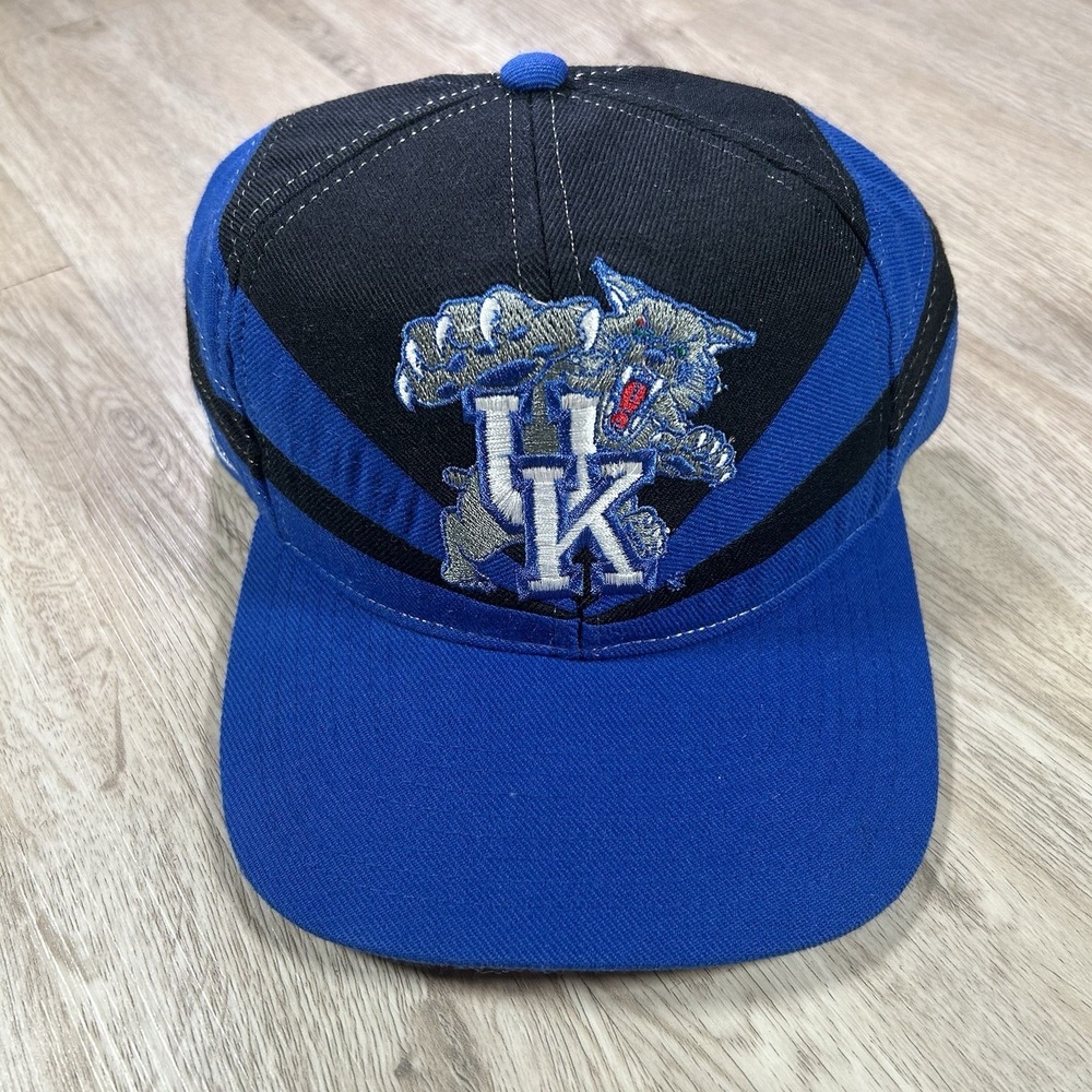 VTG Kentucky Wildcats Snapback Hat College Apex One Blue Black Wool Cap